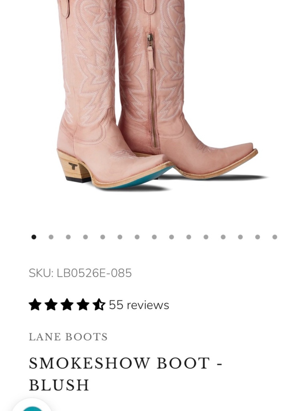 Lane Smokeshow Western Cowboy Boot- Blush Pink